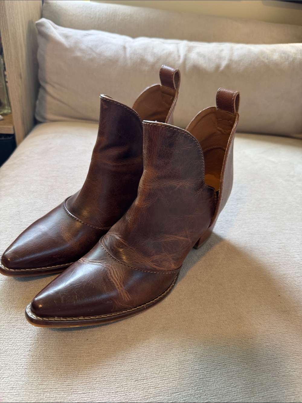 Nocona Brown Leather Pointed Toe Ankle Booties